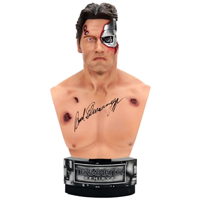 Arnold Schwarzenegger Autographed 1984 Terminator Genisys Battle Damaged 1:2 Scale Bust