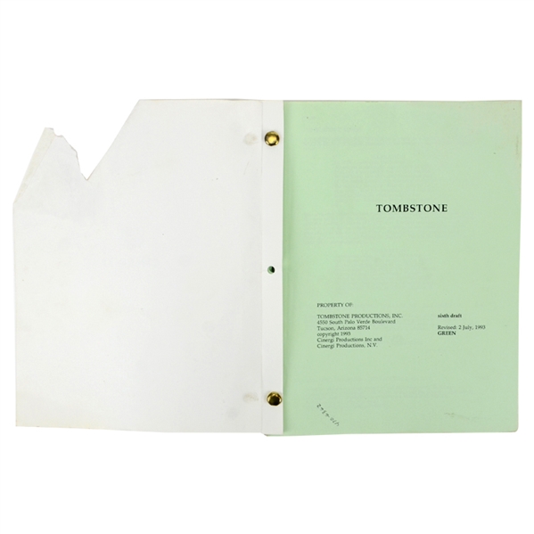 Val Kilmer Personal Tombstone July 2, 1993 Sixth Draft Green Script 