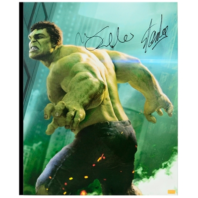 Mark Ruffalo and Stan Lee Autographed The Avengers Incredible Hulk 16x20 Giclee Canvas