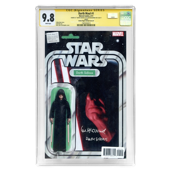 Ian McDiarmid Autographed Darth Maul #1 CGC SS 9.8 Mint with Emperor Palpatine Action Figure Variant Cover