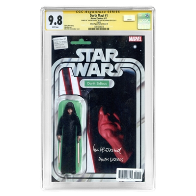 Ian McDiarmid Autographed Darth Maul #1 CGC SS 9.8 Mint with Emperor Palpatine Action Figure Variant Cover