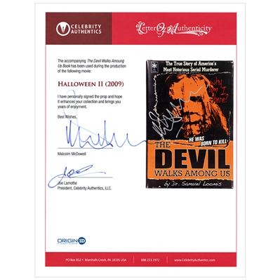 Malcom McDowell Autographed Rob Zombie 2009 Halloween II The Devil Walks Among Us Production Prop Book