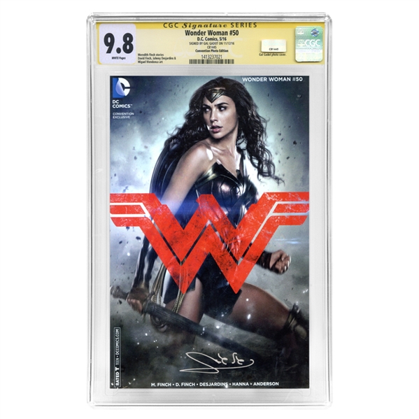 Gal Gadot Autographed Wonder Woman #50 CGC SS 9.8 Mint Batman vs Superman Photo Cover Variant