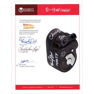 Michael J. Fox and Christopher Lloyd Autographed 1985 Back to The Future Screen Used Vintage Revere Camera Prop