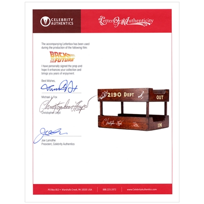 Michael J. Fox & Christopher Lloyd Autographed 1985 Back to The Future Screen Used Letter Box Prop