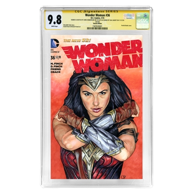 Gal Gadot Autographed Wonder Woman #36 CGC SS 9.8 Mint with Original Chris Henderson Sketch