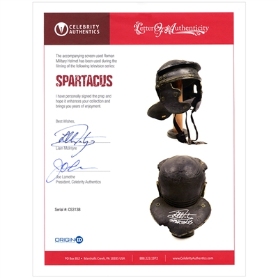 Liam McIntyre Autographed 2012-2013 Spartacus Screen Used Soldier Helmet with Costume