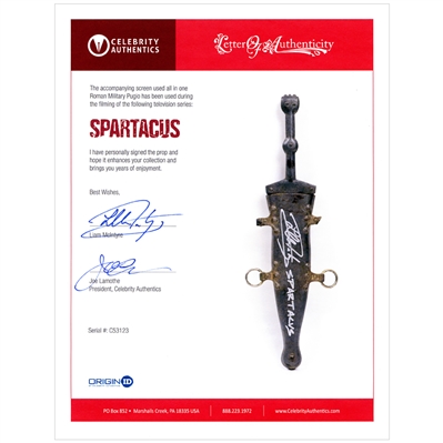 Liam McIntyre Autographed 2012-2013 Spartacus Screen Used Prop Dagger