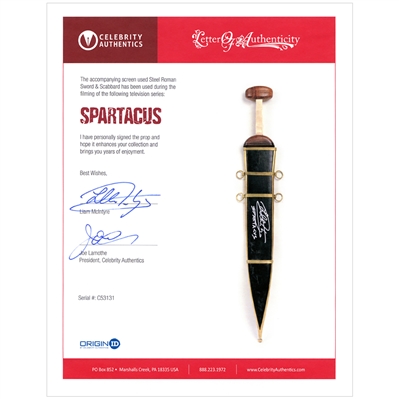 Liam McIntyre Autographed 2012-2013 Spartacus Screen Used Prop Sword and Sheath