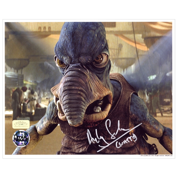 Andy Secombe Autographed Star Wars Phantom Menace 8x10 Watto Scene Photo