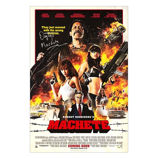 Danny Trejo and Michelle Rodriguez Autographed 27x40 Machete International DS Poster