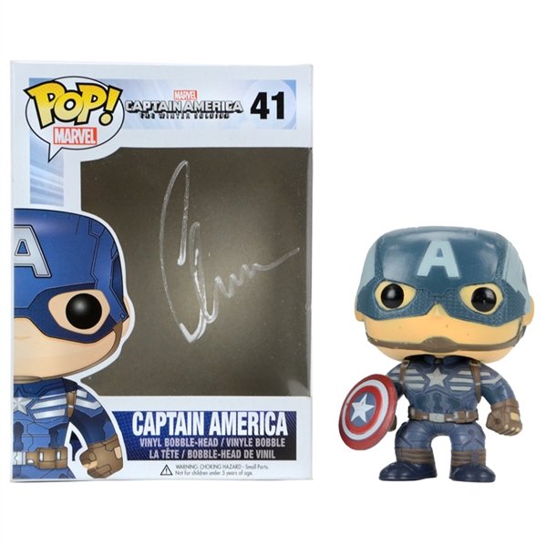  Chris Evans Autographed Captain America Winter Soldier Pop Vinyl Figure