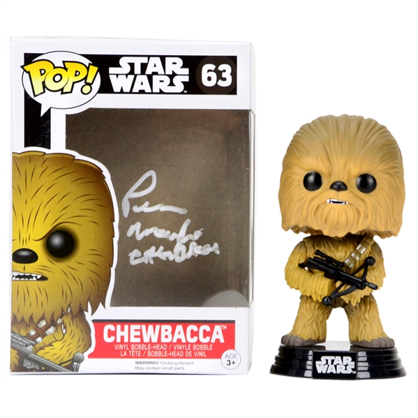 Peter Mayhew Autographed Chewbacca POP Vinyl Figure with Chewbacca Inscription