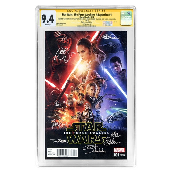 Star Wars: The Force Awakens Cast Autographed Star Wars: The Force Awakens Adaptation #1 CGC SS 9.4 Comic