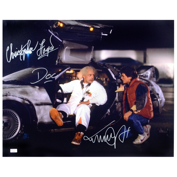 Michael J. Fox and Christopher Lloyd Autographed 16x20 Back to the Future Doc and Marty Photo