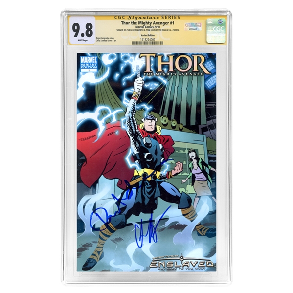 Chris Hemsworth and Tom Hiddleston Autographed Thor The Mighty Avenger #1 CGC SS 9.8 Mint