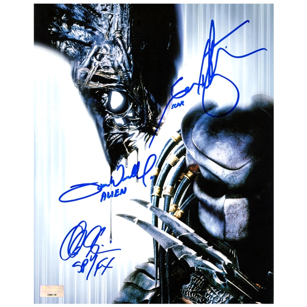 Alec Gillis, Tom Woodruff Jr. and Ian Whyte Autographed AVP 8×10 Artwork Photo