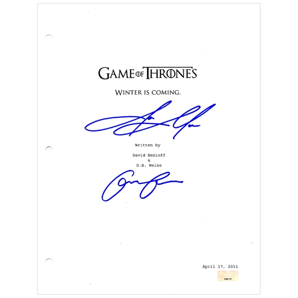 Emilia Clarke and Jason Momoa Autographed Game of Thrones Winter is Coming Script Cover
