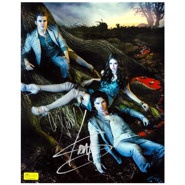 Ian Somerhalder and Nina Dobrev Autographed Vampire Diaries River of Blood 8×10 Photo