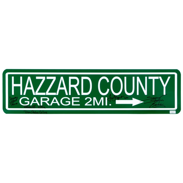 The Dukes of Hazzard Cast Autographed Metal Hazzard County Sign