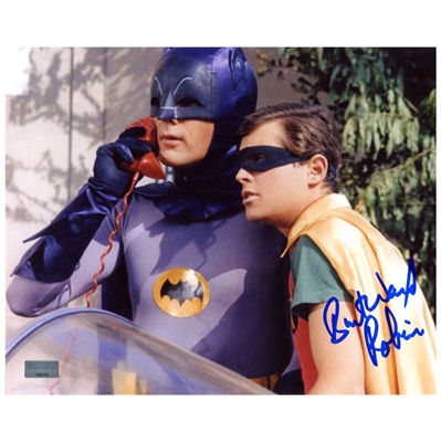 Burt Ward Autographed Batphone 8x10 Photo with Robin Inscription