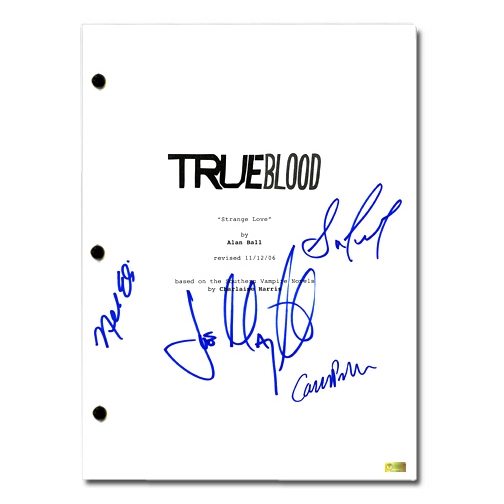 Joe Manganiello, Carrie Preston, Nelsan Ellis and Sam Trammell Autographed True Blood Script Cover