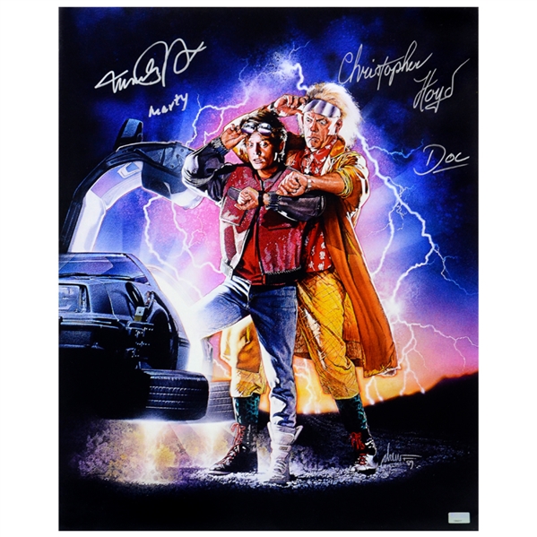 Michael J. Fox, Christopher Lloyd Autographed Back to the Future Part II 16x20 Photo