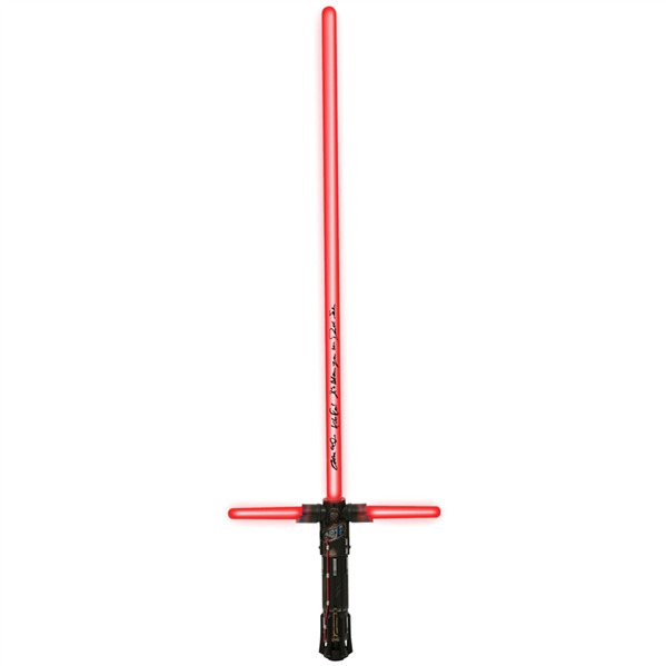 Adam Driver Autographed Hasbro Black Series Star Wars Kylo Ren Prop Replica Lightsaber with Kylo Ren Ill Show You The Dark Side Inscription 