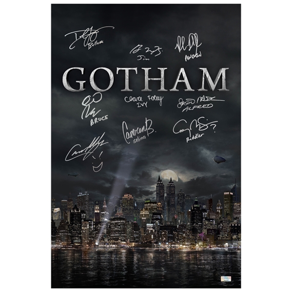 McKenzie, Bicondova, Logie, Mazouz Gotham Cast Autographed Cityscape 16x24 Poster