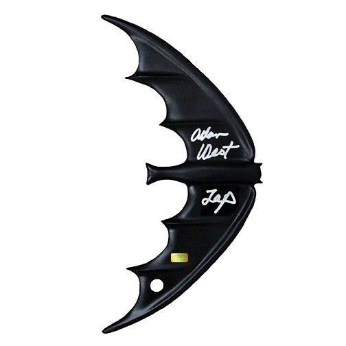 Adam West Autographed 1966 Batman Black Batarang with Zap Inscription