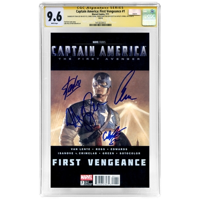 Chris Evans, Sebastian Stan, Hayley Atwell and Stan Lee Autographed CGC SS Signature Series 9.6 Captain America The First Avenger First Vengeance #1 Comic