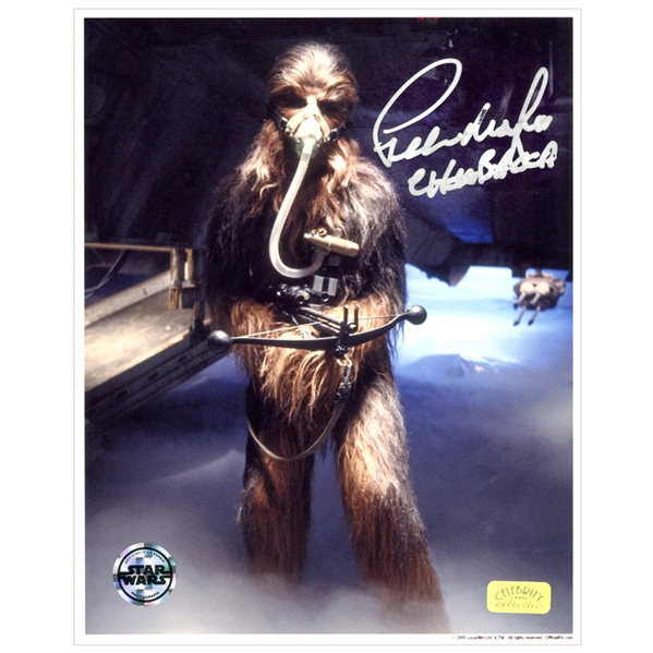 Peter Mayhew Autographed Star Wars Chewbacca Mynock 8x10 Hunt Photo