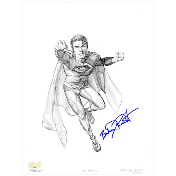 Brandon Routh Autographed Superman Returns Original 8.5x11 Sketch by Artist Mike Mayhew