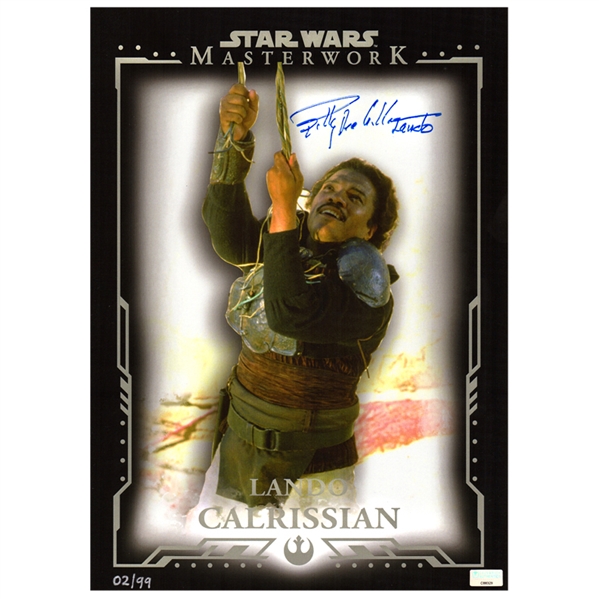 Billy Dee Williams Autographed Star Wars Masterwork 10x15 Lando Calrissian Trading Card w/ Lando Inscription