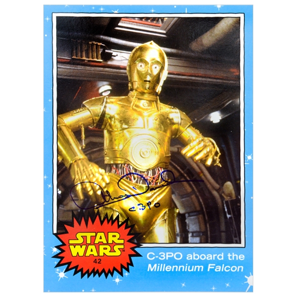 Anthony Daniels Autographed Star Wars Topps 5x7 C-3PO Aboard the Millennium Falcon #42 Trading Card w/ C-3PO Inscription 