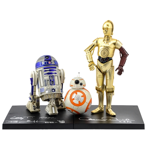 Anthony Daniels, Brian Herring and Lee Towersey Autographed Kotobukiya Star Wars R2-D2, BB-8 and C-3PO Statue Set 
