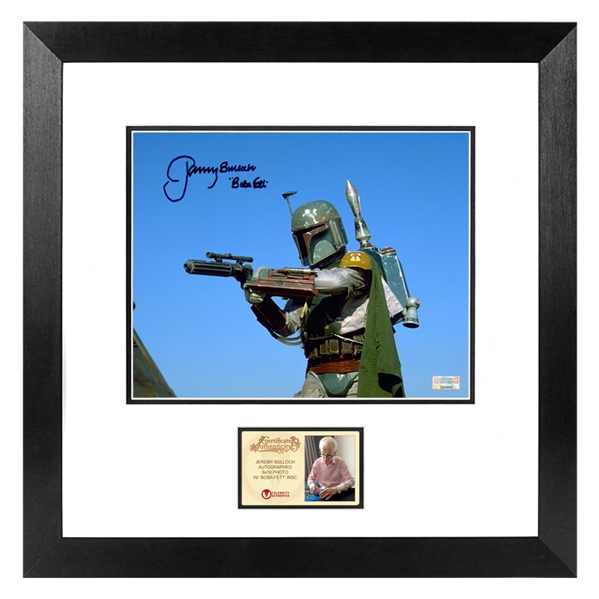 Jeremy Bulloch Autographed Star Wars Boba Fett Action 8x10 Framed Photo w/ Boba Fett Inscription