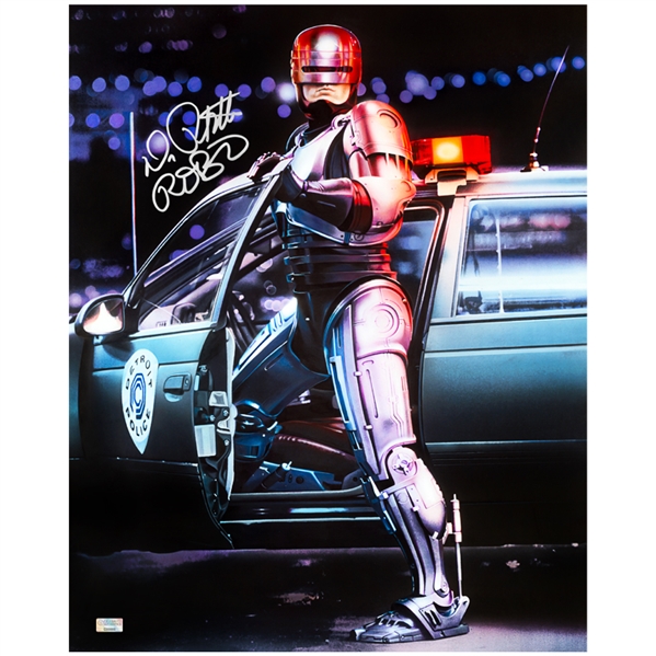 Peter Weller Autographed RoboCop 16x20 Photo w/ Robo Inscription