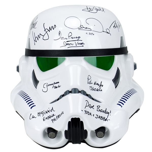 Harrison Ford, Carrie Fisher, Mark Hamill Star Wars Cast Autographed Classic Stormtrooper Helmet