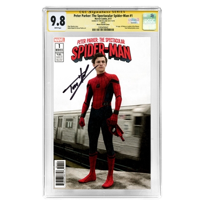  Tom Holland Autographed Peter Parker: The Spectacular Spider-Man #1 Variant Movie Photo Cover CGC SS 9.8 Mint