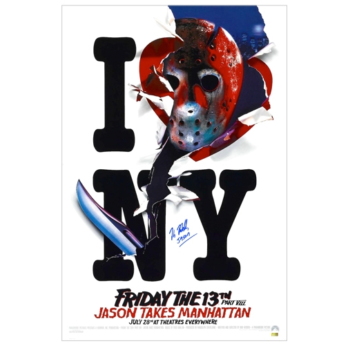 Kane Hodder Autographed 1989 Friday the 13th Part VIII: Jason Takes Manhattan Original Single-Sided 27x40 Movie Poster * RARE Recalled/Banned Release