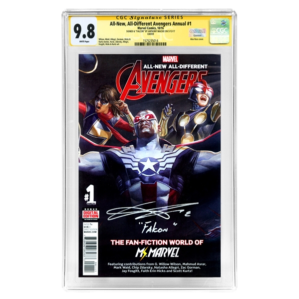 Anthony Mackie Autographed All-New, All-Different Avengers Annual #1 CGC Signature Series 9.8 Mint with Alex Ross Falcon Cover