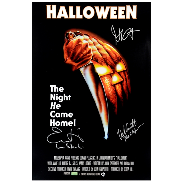 Jamie Lee Curtis, Nick Castle and John Carpenter Autographed 16×24 Classic 1987 Halloween Poster