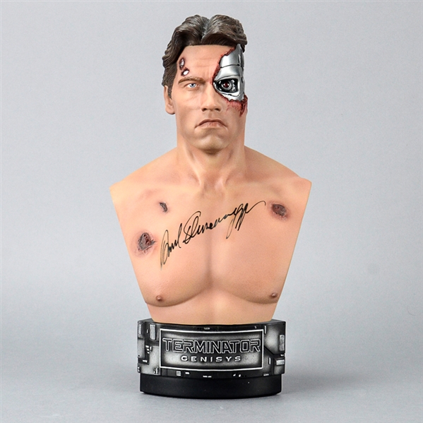 Arnold Schwarzenegger Autographed 1984 Terminator Genisys Battle Damaged 1:2 Scale Bust