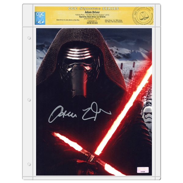 Adam Driver Autographed Star Wars: The Force Awakens Kylo Ren Portrait 8x10 Photo * CGC Signature Series