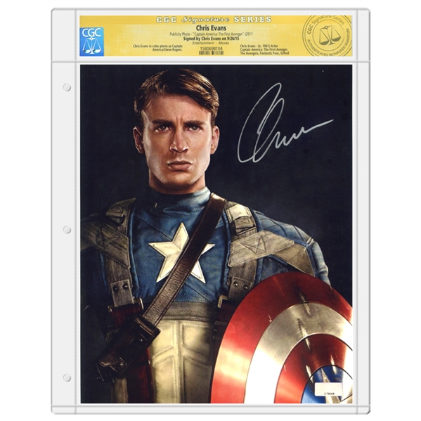 Chris Evans Autographed Captain America: First Avenger Duty Calls 8x10 Photo * CGC Signature Series