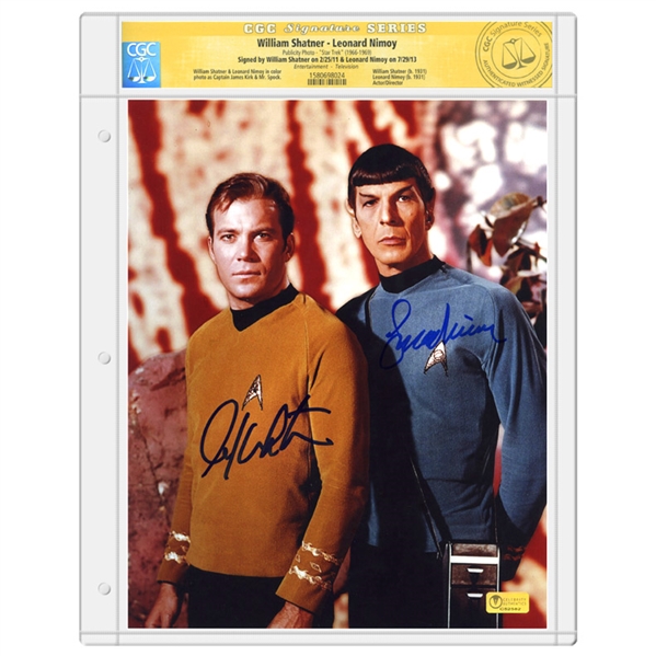 William Shatner and Leonard Nimoy Autographed 8×10 Star Trek Landing Party Photo *  CGC Signature Series