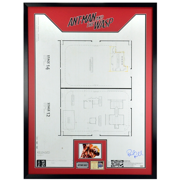 Paul Rudd Autographed Production Used Cherry Blue Ant-Man & The Wasp Framed Original Production Used Schematic with Letter of Authenticity 