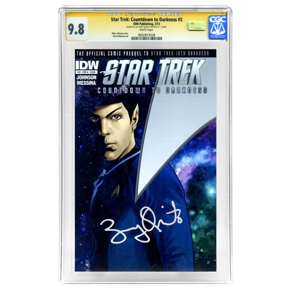 Zachary Quinto Autographed Star Trek: Countdown to Darkness #3 CGC Signature Series 9.8