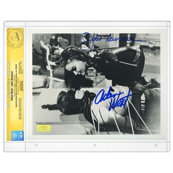 Adam West and Julie Newmar Autographed Batman and Catwoman 8x10 Photo * CGC Signature Series